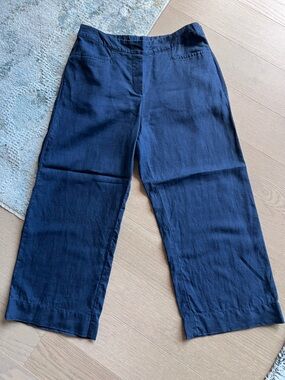 J Jill Love Linen Navy Pants (S) | NWOT